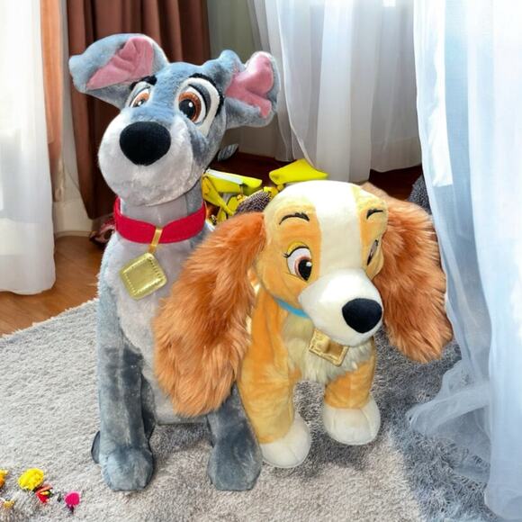Lady & the Tramp Plush Dog Disney Stuffed Animal Pup Nursery Baby Shower 16” x2 - Picture 1 of 14